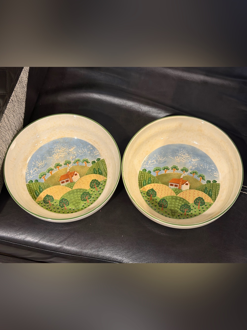Vintage Sangostone Country Cottage 9" Round Serving Bowl 3645 Set Of 2